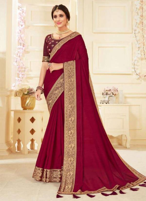 Kavira Anupama Festive Party Wear Designer Exclusive Vichitra Silk With Heavy Embroidery Work border with Heavy Blouse Saree Collection